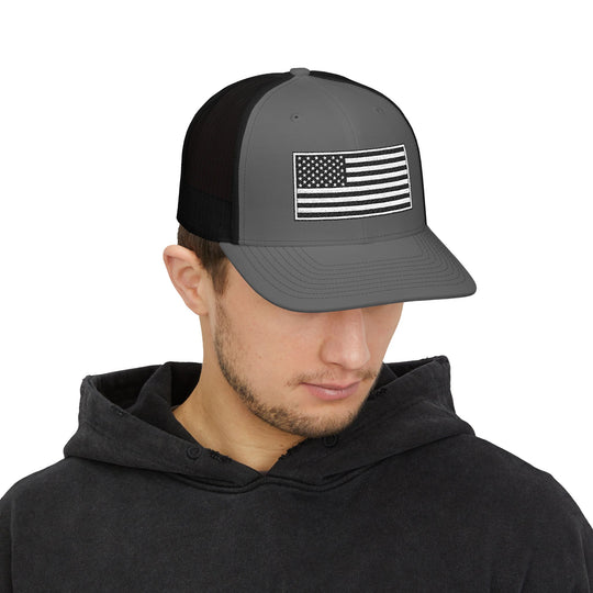 One Nation Outfitter - Black &amp; White American Flag Hat