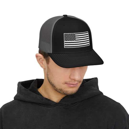 One Nation Outfitter - Black &amp; White American Flag Hat